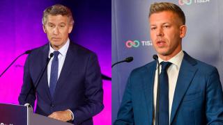 El líder del PP, Alberto Núñez Feijóo, y el ganador de las elecciones en Hungría, Péter Magyar (del Tisza Party, miembro del PPE).