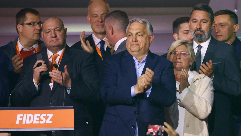 The outgoing Hungarian Prime Minister, Viktor Orbán, after learning of his defeat
