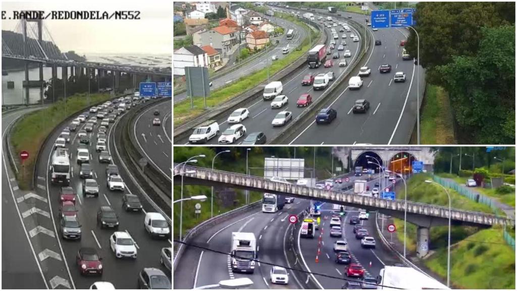 Imágenes del atasco en la AP-9.