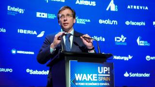 El alcalde de Madrid, José Luis Martínez-Almeida, durante la jornada inaugural de Wake Up, Spain!