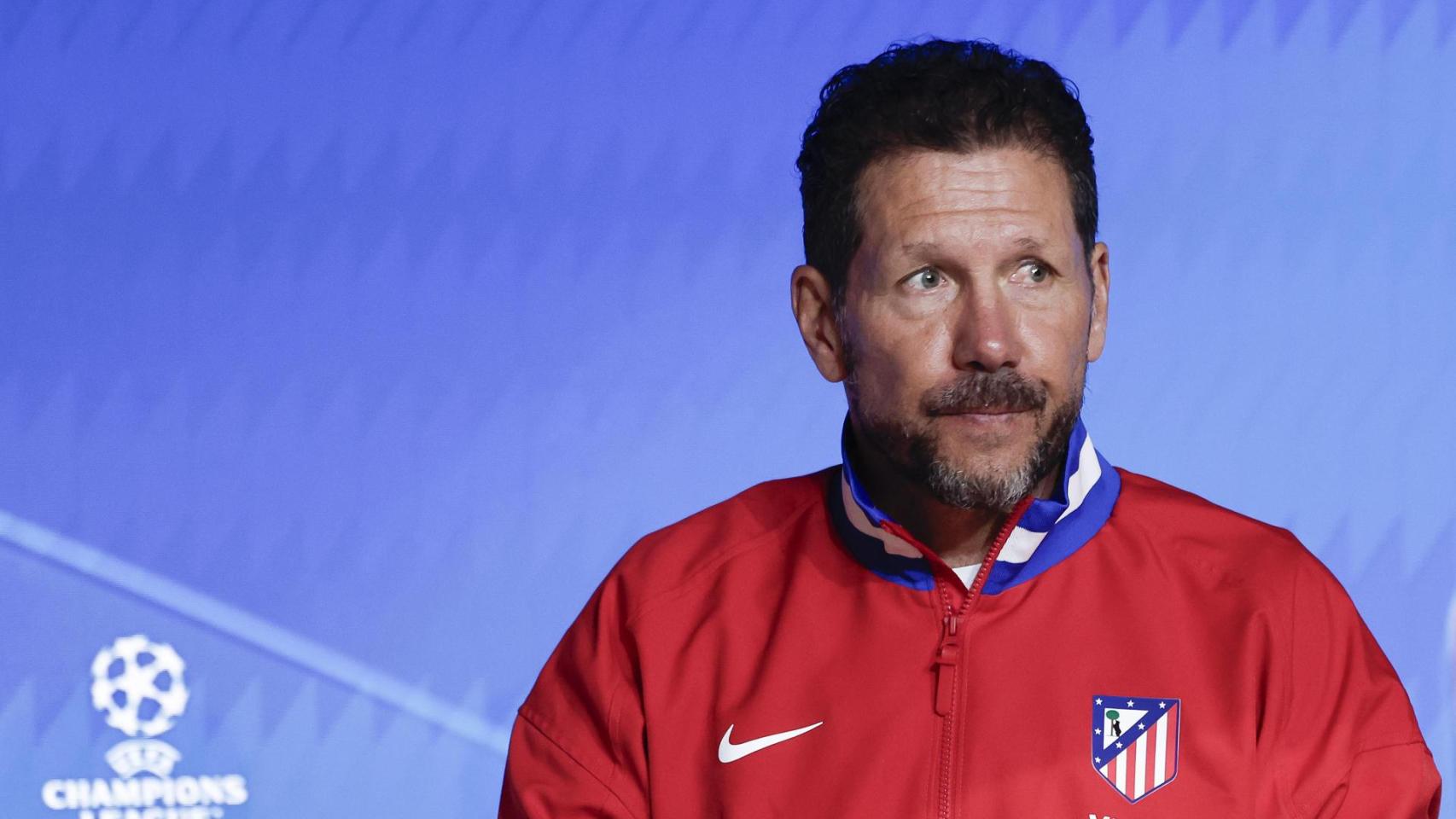 Simeone en la rueda de prensa.