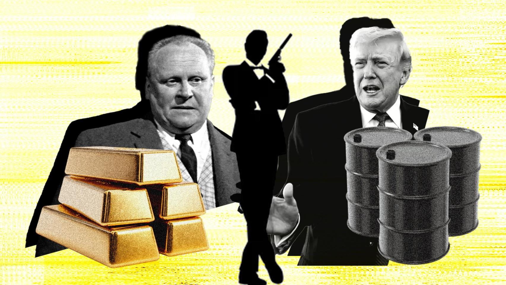 James Bond, entre Auric Goldfinger (izquierda) y Donald Trump. Diseño: Rubén Vique
