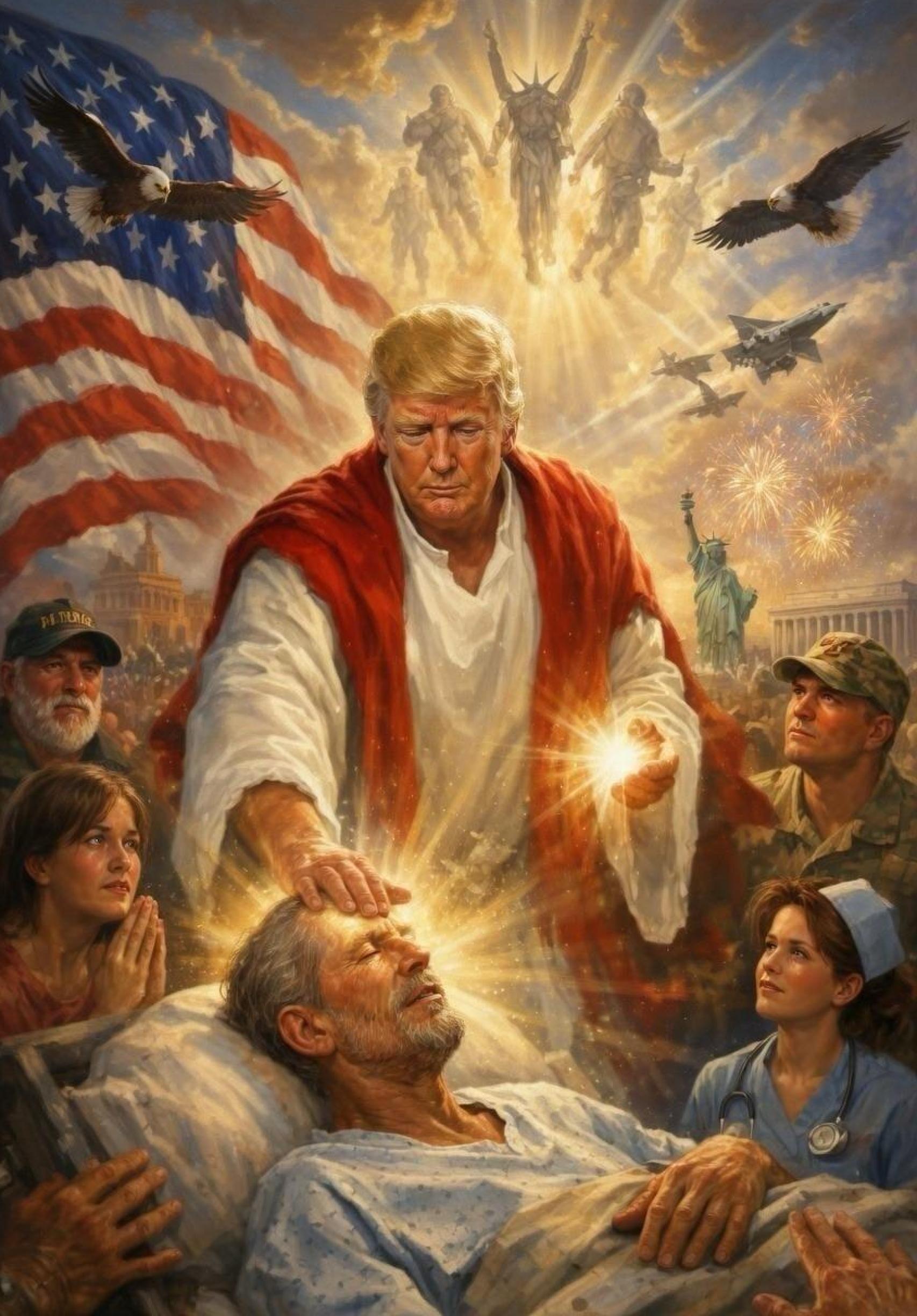 La polémica imagen de Trump como Jesucrito.