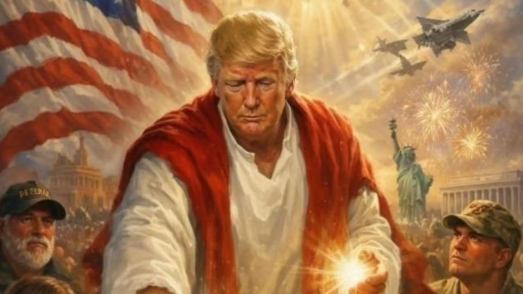 La imagen hecha con IA en la que Donald Trump se compara con Jesucristo.