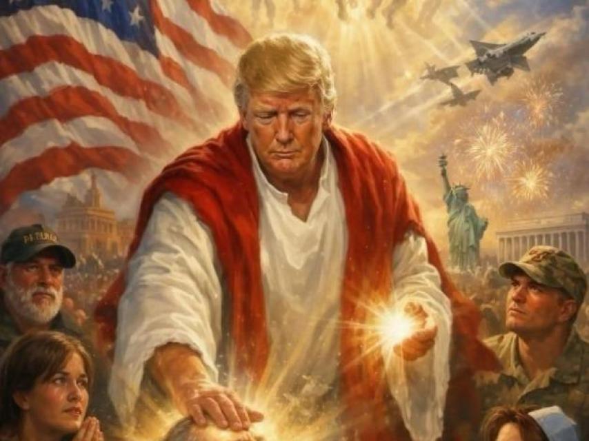 La imagen hecha con IA en la que Donald Trump se compara con Jesucristo.