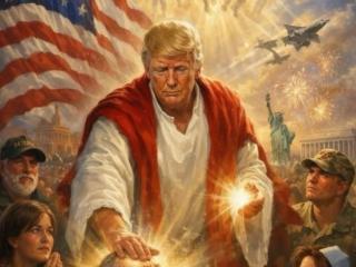 The image made with AI in which Donald Trump compares himself to Jesus Christ.