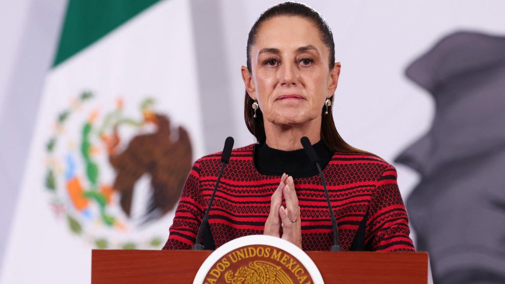 La presidenta de México, Claudia Sheinbaum, en la rueda de prensa de este lunes.