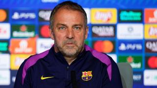 Hansi Flick, en rueda de prensa con el FC Barcelona