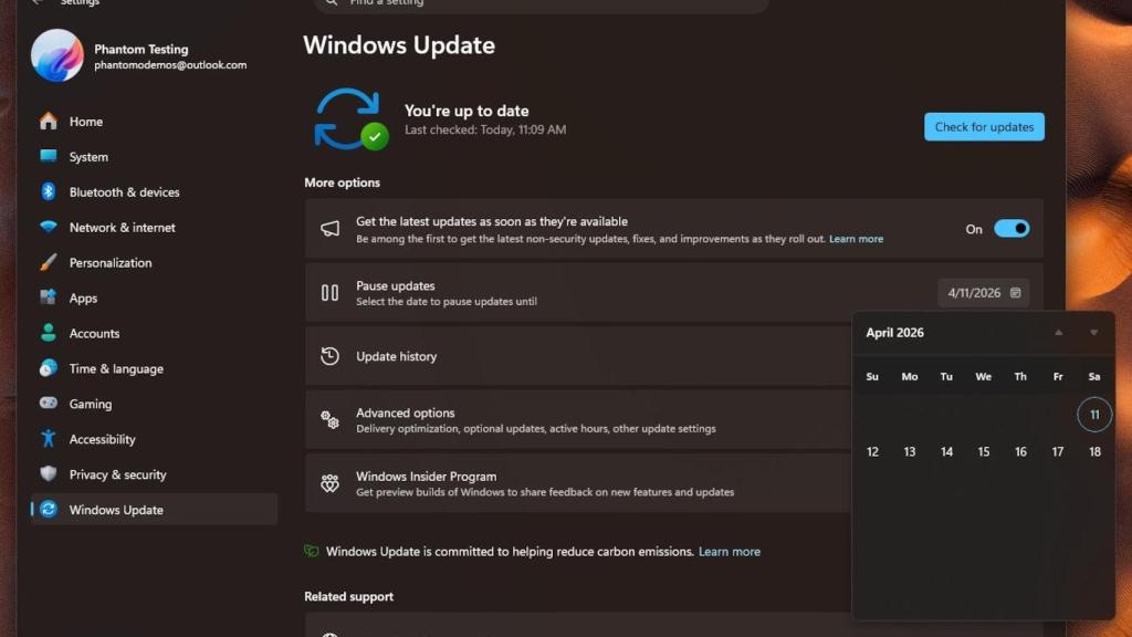 Nueva opción de Windows 11 para elegir el día de las actualizaciones