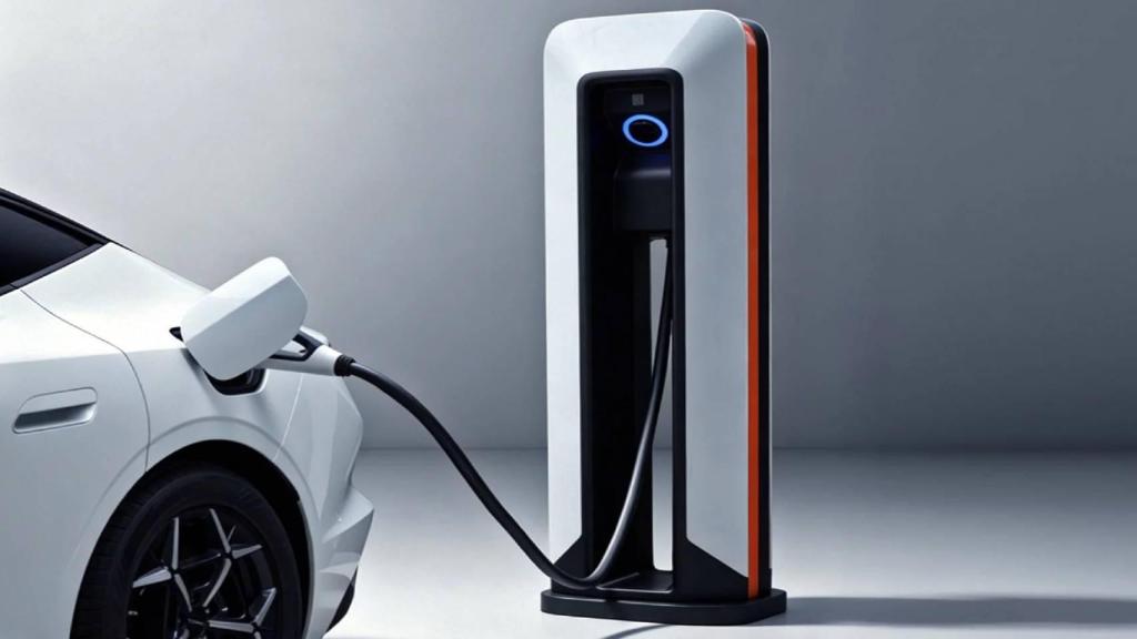 Un coche eléctrico cargándose.