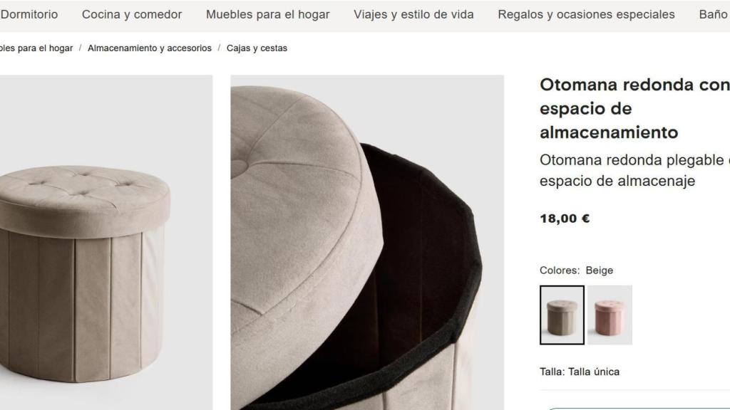 Otomana redonda con espacio de almacenamiento.