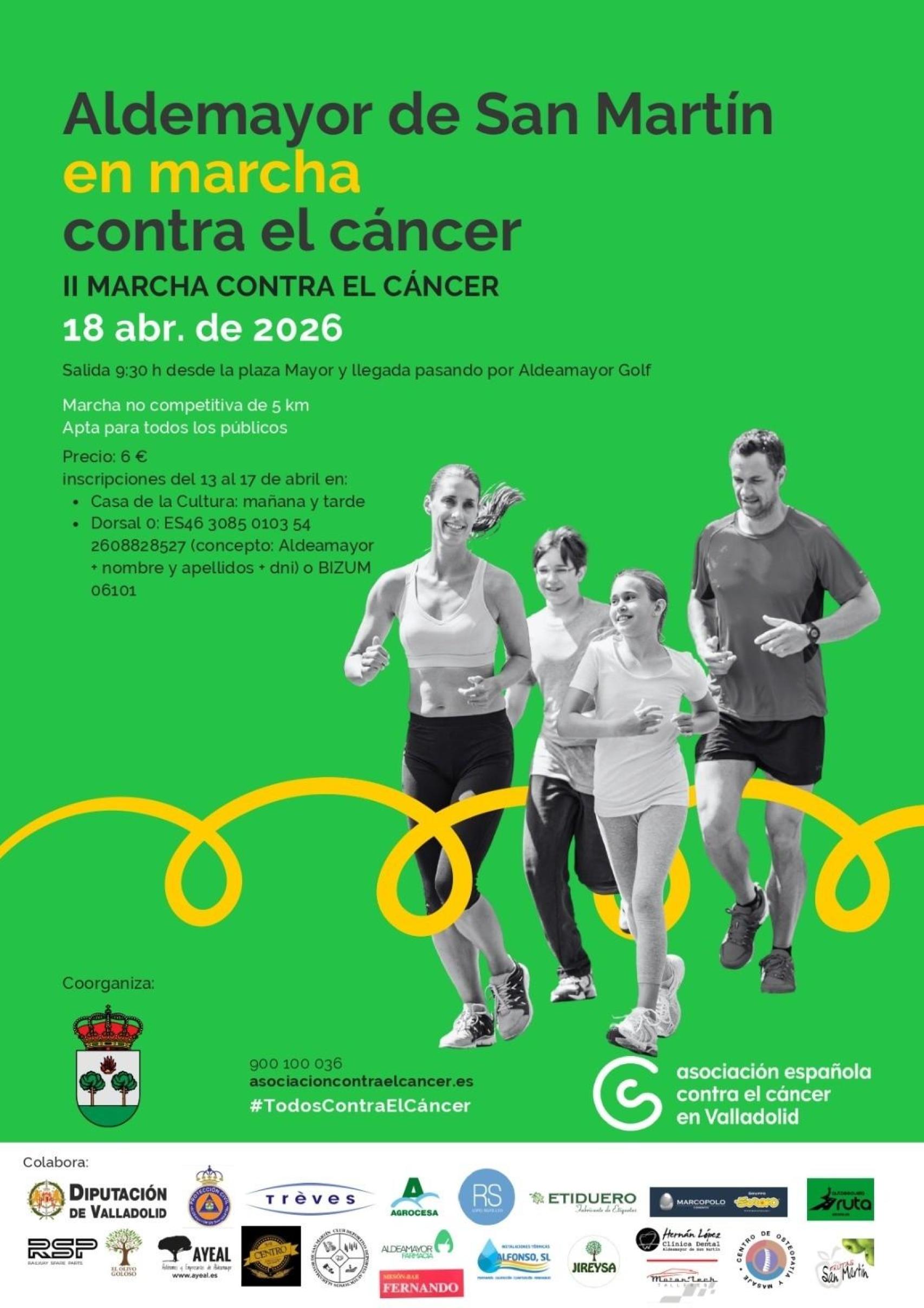 Cartel de la II Marcha Contra el Cáncer en Aldeamayor de San Martín