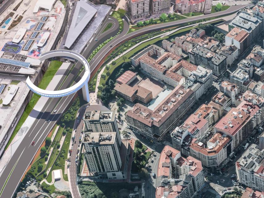 Vista aérea de la intervención en la AP-9