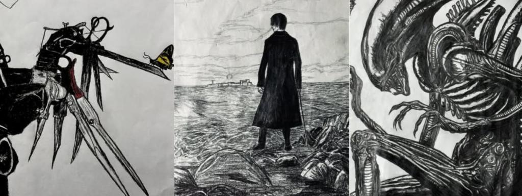 Algunas de las pinturas góticas de Julio.