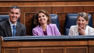 Pedro Sánchez, María Jesús Montero y Yolanda Díaz