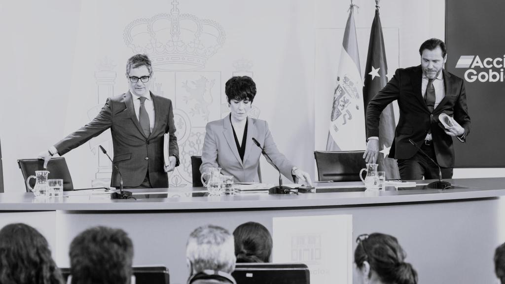 Bolaños, Sáiz y Puente, este martes en el Consejo de Ministros.