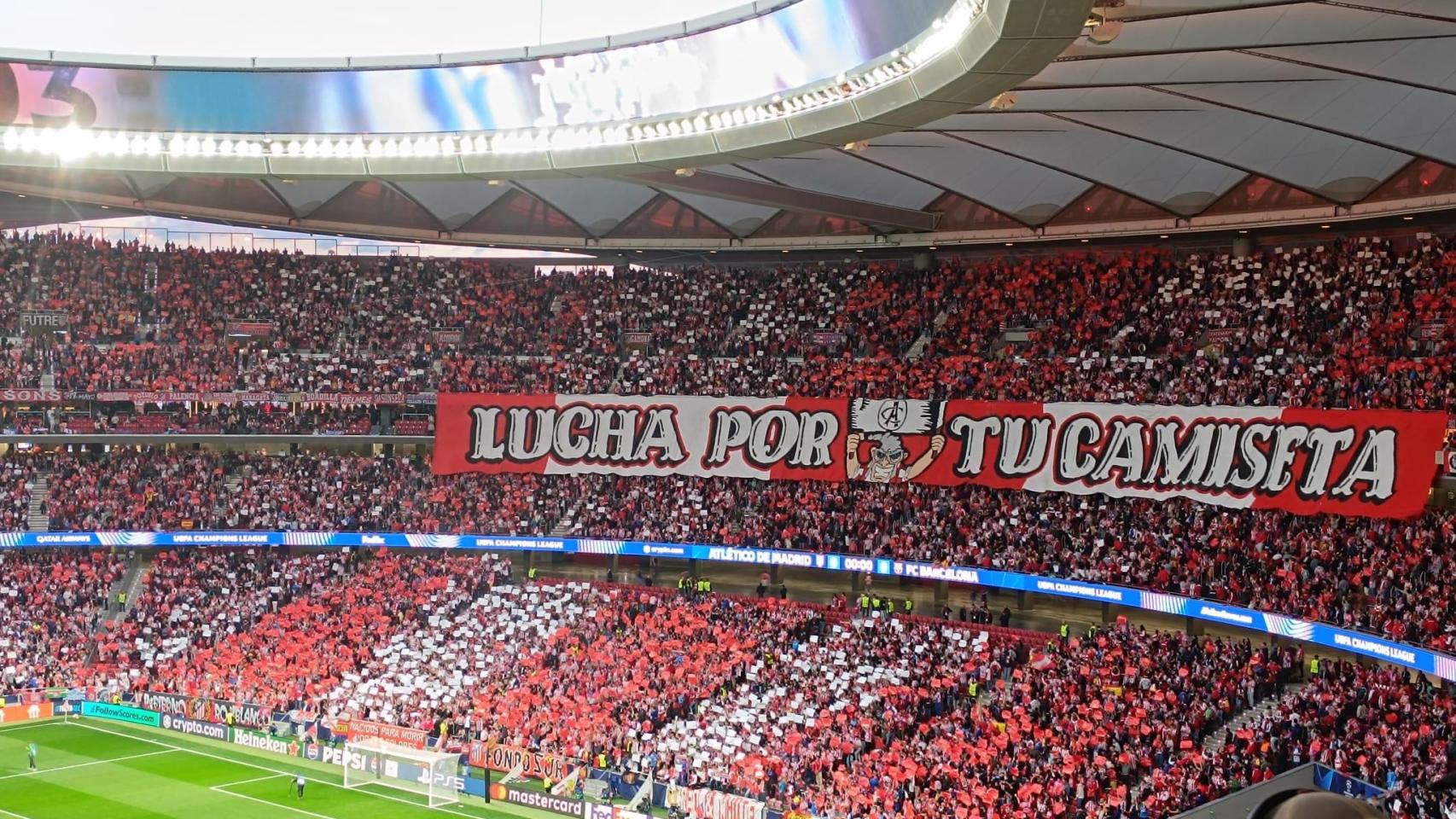 El tifo del Metropolitano en el Atlético de Madrid - Barcelona.