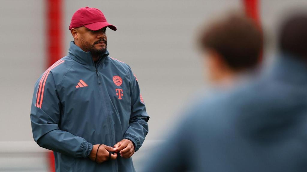 Kompany, durante el entrenamiento del Bayern de este martes