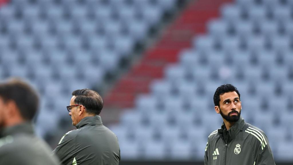 Álvaro Arbeloa, en el entrenamiento del Real Madrid en el Allianz Arena