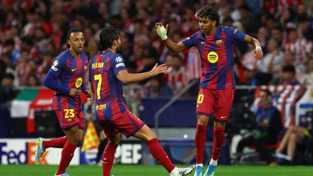 Lamine Yamal celebra su gol ante el Atlético de Madrid.