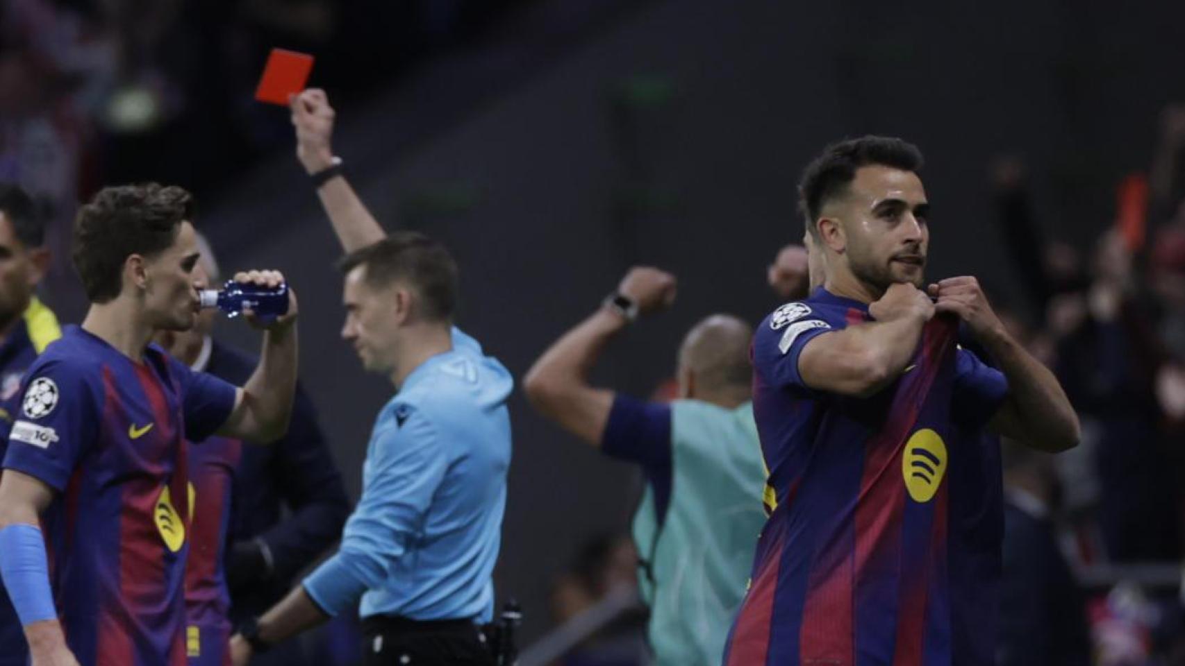 Eric García, tras ser expulsado durante el Atlético - Barcelona de Champions