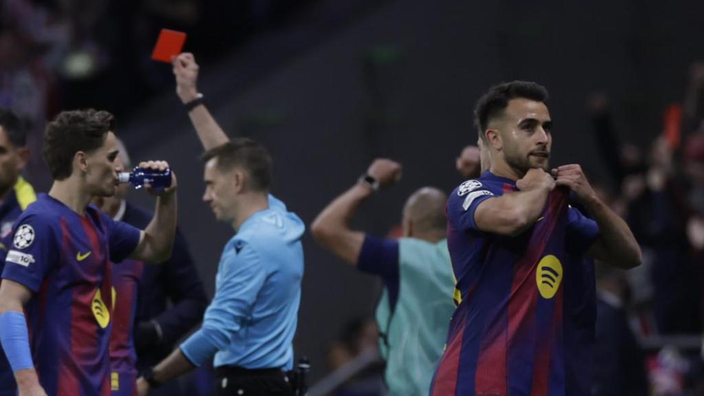 Eric García, tras ser expulsado durante el Atlético - Barcelona de Champions