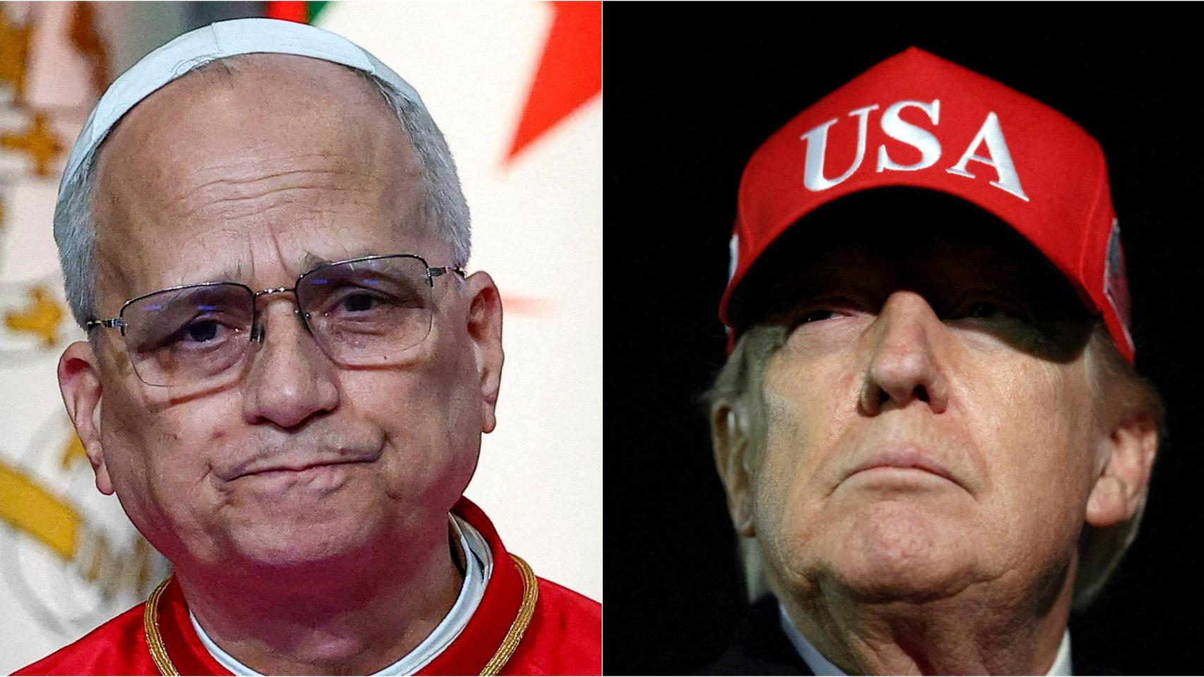 Dos imágenes recientes del papa León XIV y de Donald Trump.