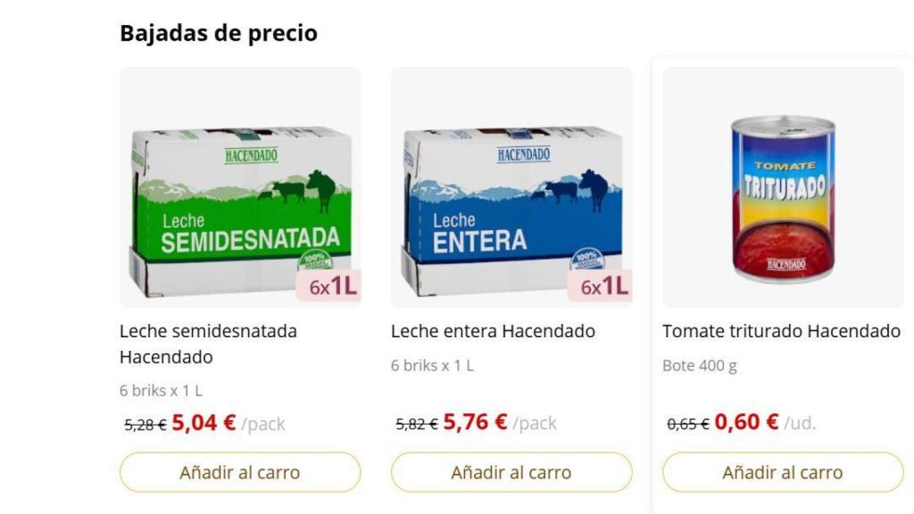 Captura de pantalla de Mercadona.