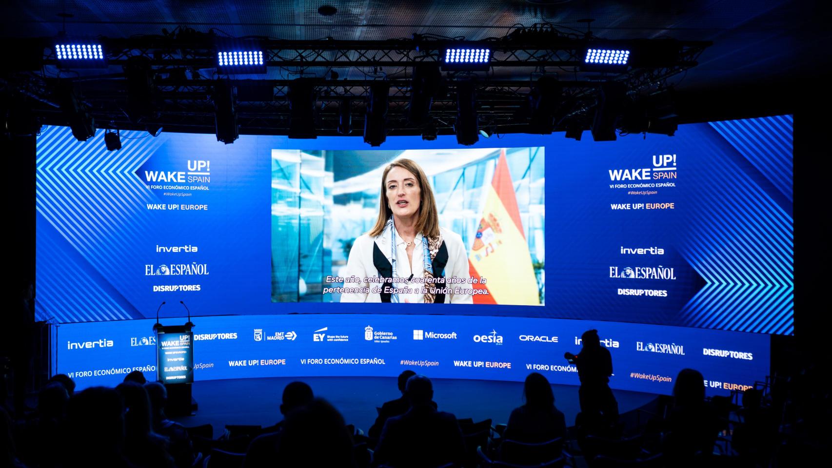 Roberta Metsola, presidenta del Parlamento Europeo, durante su intervención 'online' en la apertura de la tercera jornada del Wake Up, Spain! Wake Up, Europe! 'Crecimiento, cohesión e incertidumbre'.