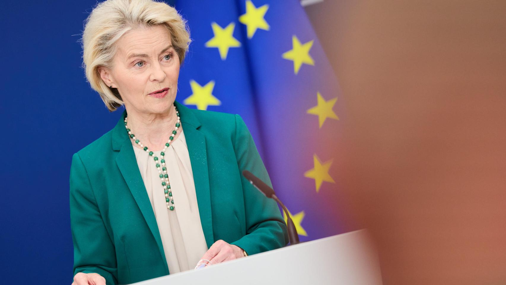 La presidenta de la Comisión, Ursula von der Leyen, durante su rueda de prensa de este miércoles en Bruselas