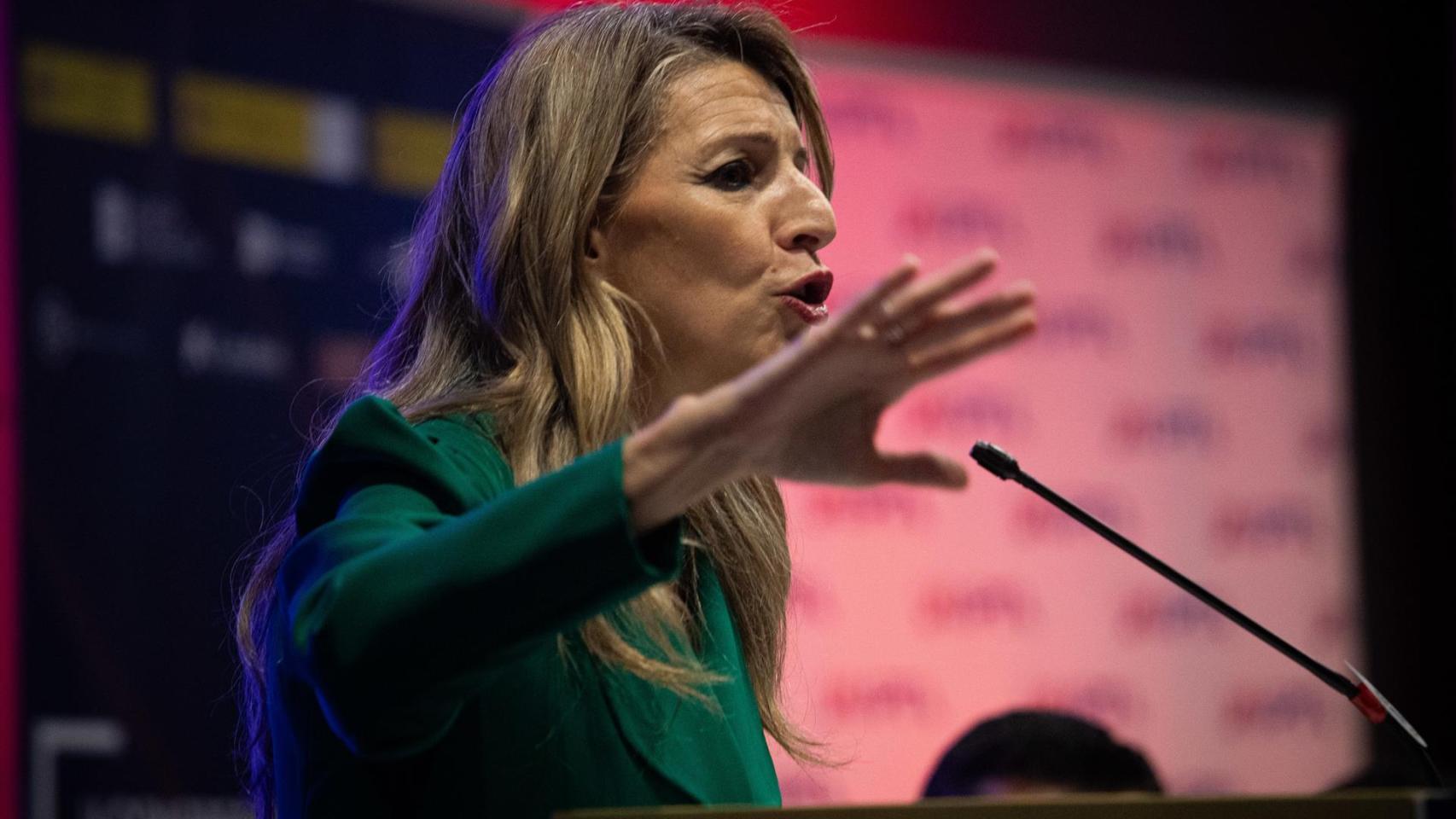 La vicepresidenta y ministra de Trabajo, Yolanda Díaz, en Vilagarcía