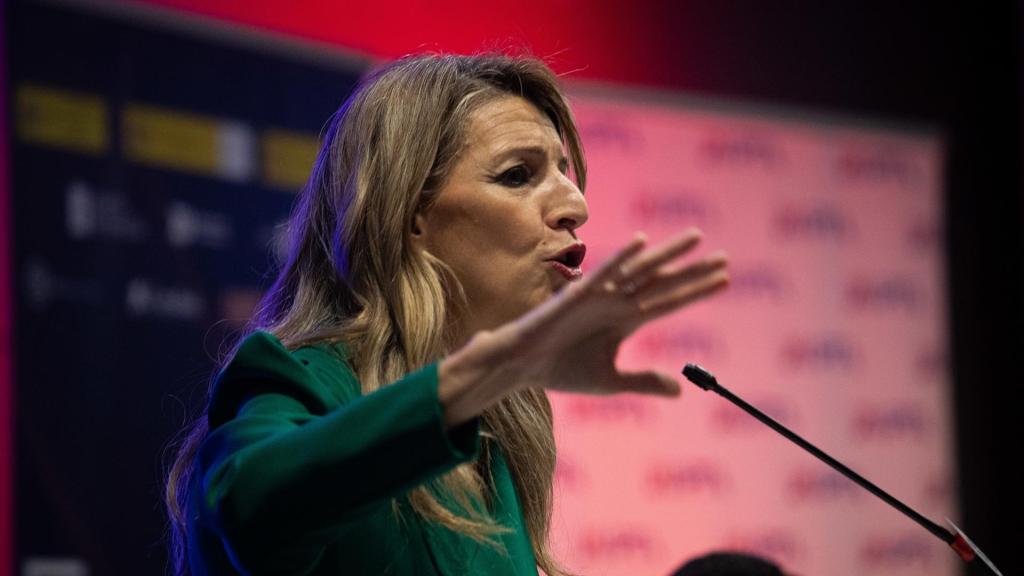 La vicepresidenta y ministra de Trabajo, Yolanda Díaz, en Vilagarcía