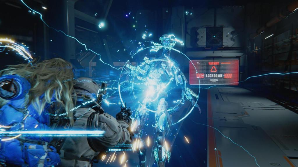 A fight scene from the video game 'Pragmata'
