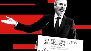 Azcón, durante el anuncio de los fallidos presupuestos de 2026.