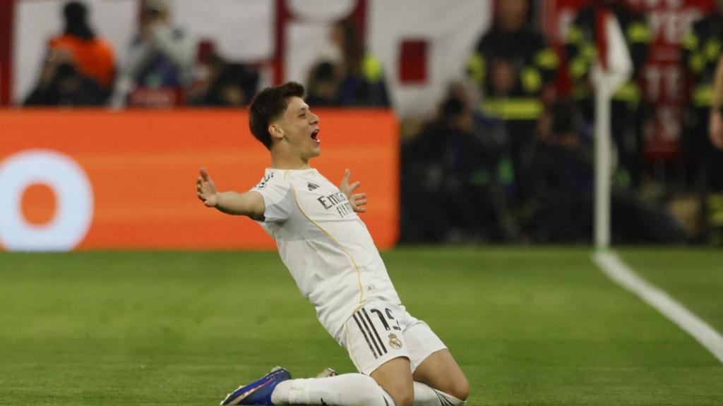 Arda Güler celebra su primer gol en Múnich.