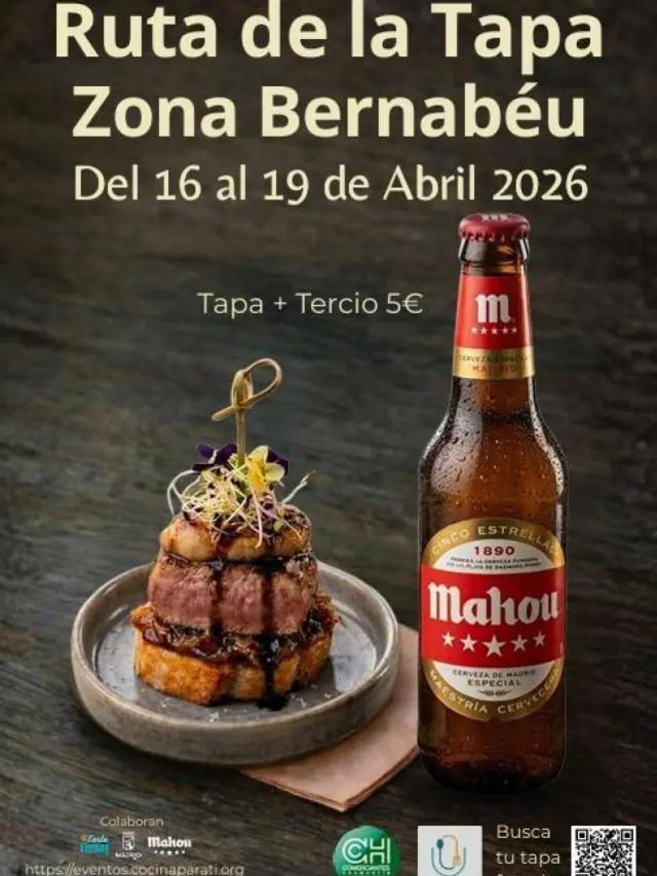 Cartel de ruta de tapas, zona Bernabeu.
