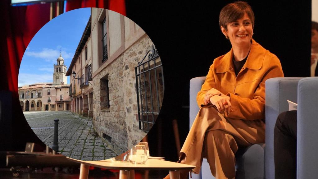 Montaje de Isabel Rodríguez (Ministerio de Vivienda) con la plaza de Medinaceli (EE).