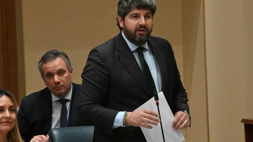 Fernando López Miras, este jueves, durante su intervención en la Asamblea Regional.