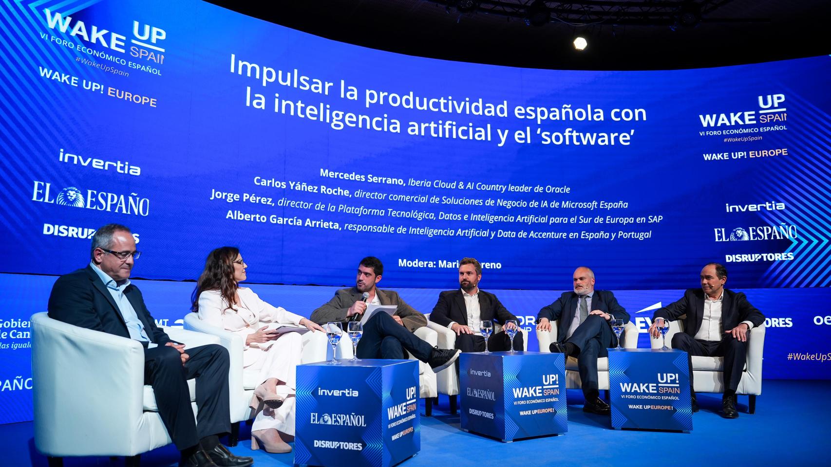 Participantes en la mesa redonda sobre el impacto de la IA en el software, este jueves en 'Wake Up, Spain!'.