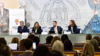 La rectora de la Universidad de León, Nuria González, durante su intervención en las XIII Jornadas de Observatorios de Empleo Universitario de CRUE, este jueves