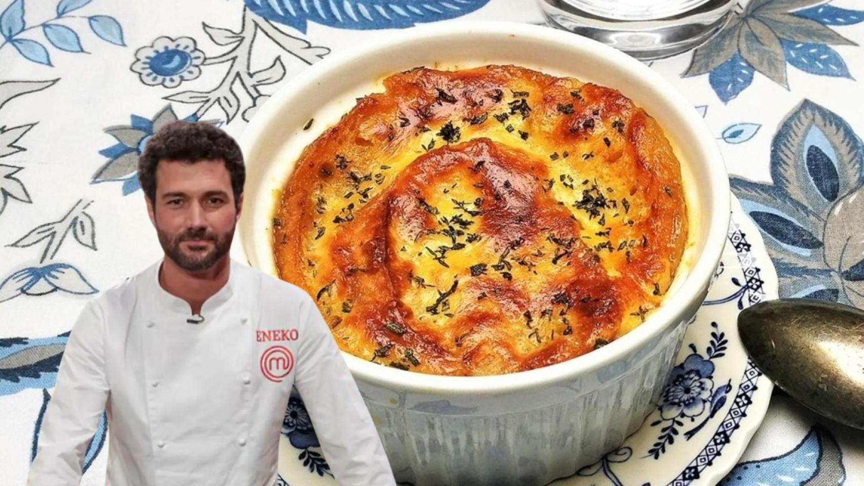Eneko Fernández y una sopa de cebolla.