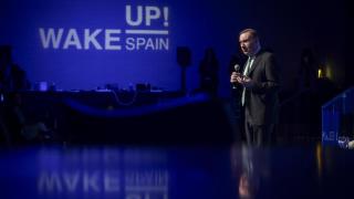 El director de EL ESPAÑOL, Pedro J. Ramírez, este jueves en el foro 'Wake Up Spain!'.