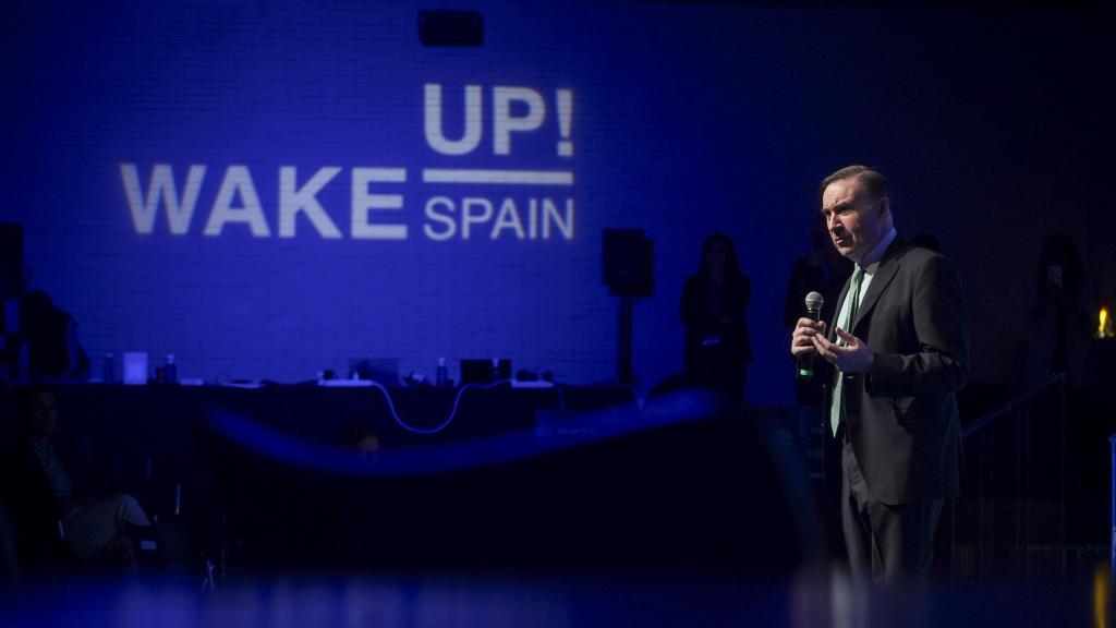 El director de EL ESPAÑOL, Pedro J. Ramírez, este jueves en el foro 'Wake Up Spain!'.