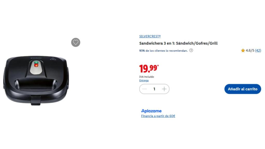 Sanwichera Silvercrest 19,99 euros