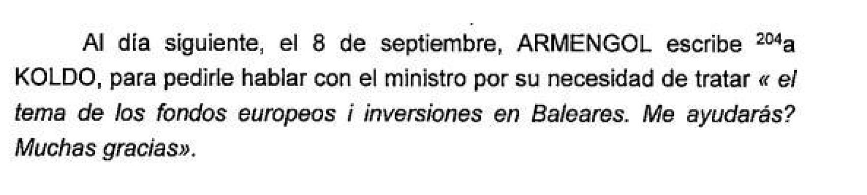 Fragmento del informe de la UCO.