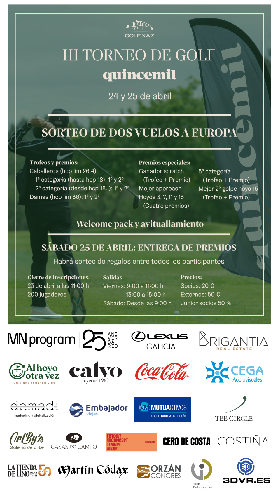 Cartel definitivo del Torneo de Golf Quincemil 2026