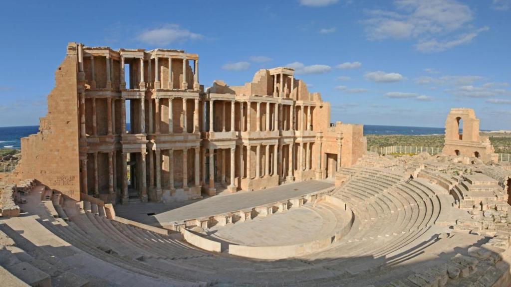 Vista panorámica del Teatro Romano de Sabratha, Libia