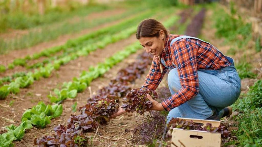 Agricultora trabajando.