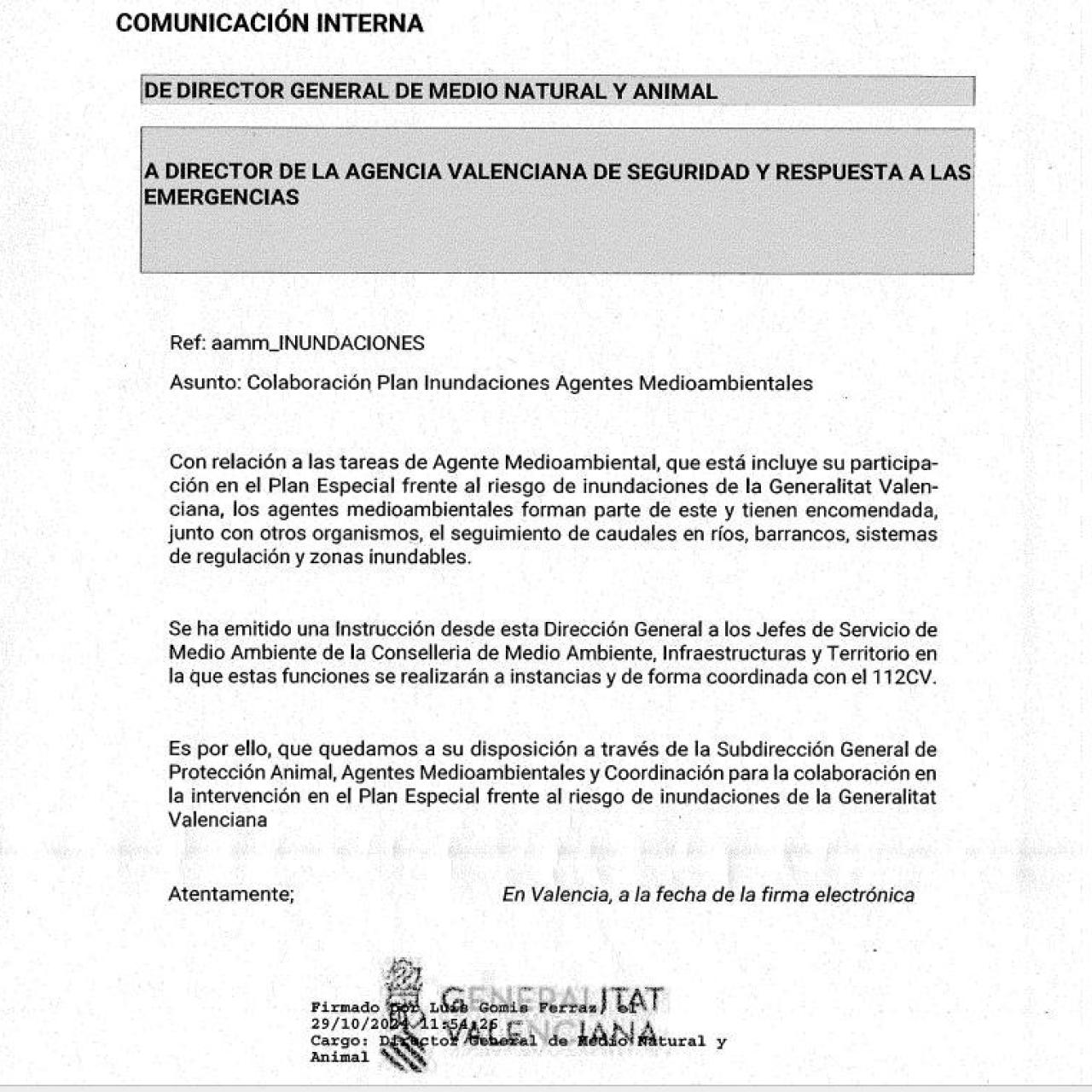 Comunicación sobre el ofrecimiento de agentes medioambientales. EE