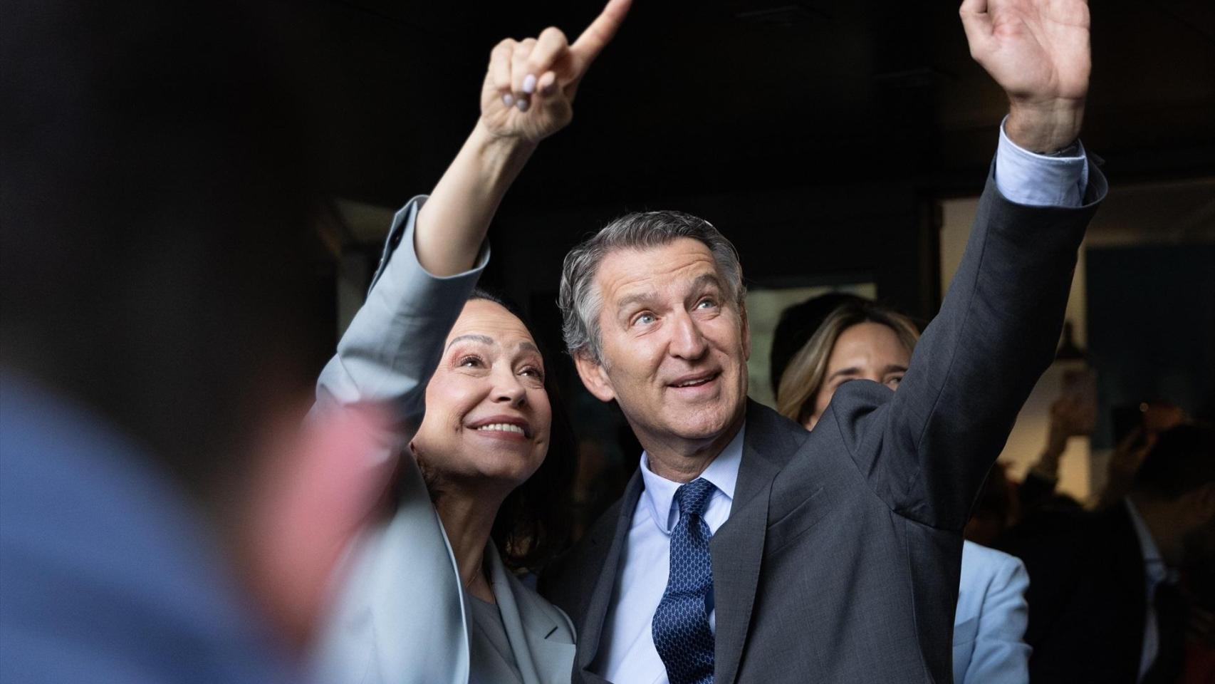 Alberto Núñez Feijóo y María Corina Machado en Génova.